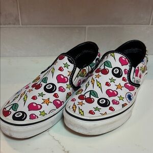 Vans Women's Graphic Slip-On Sneakers - Pink, Black, White